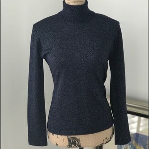 Escada navy blue and silver metallic sweater